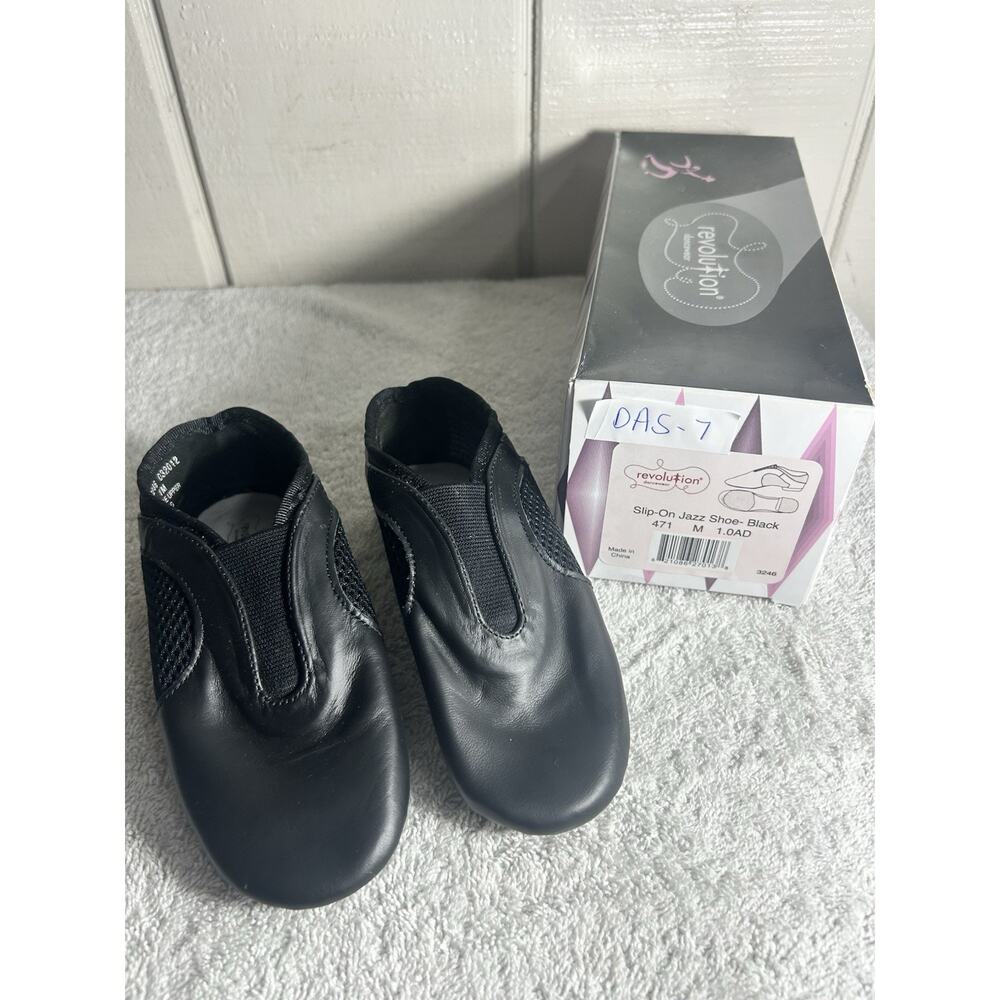 Dance Jazz Shoes 1M Kids Black Revolution 471 Slip On Modern